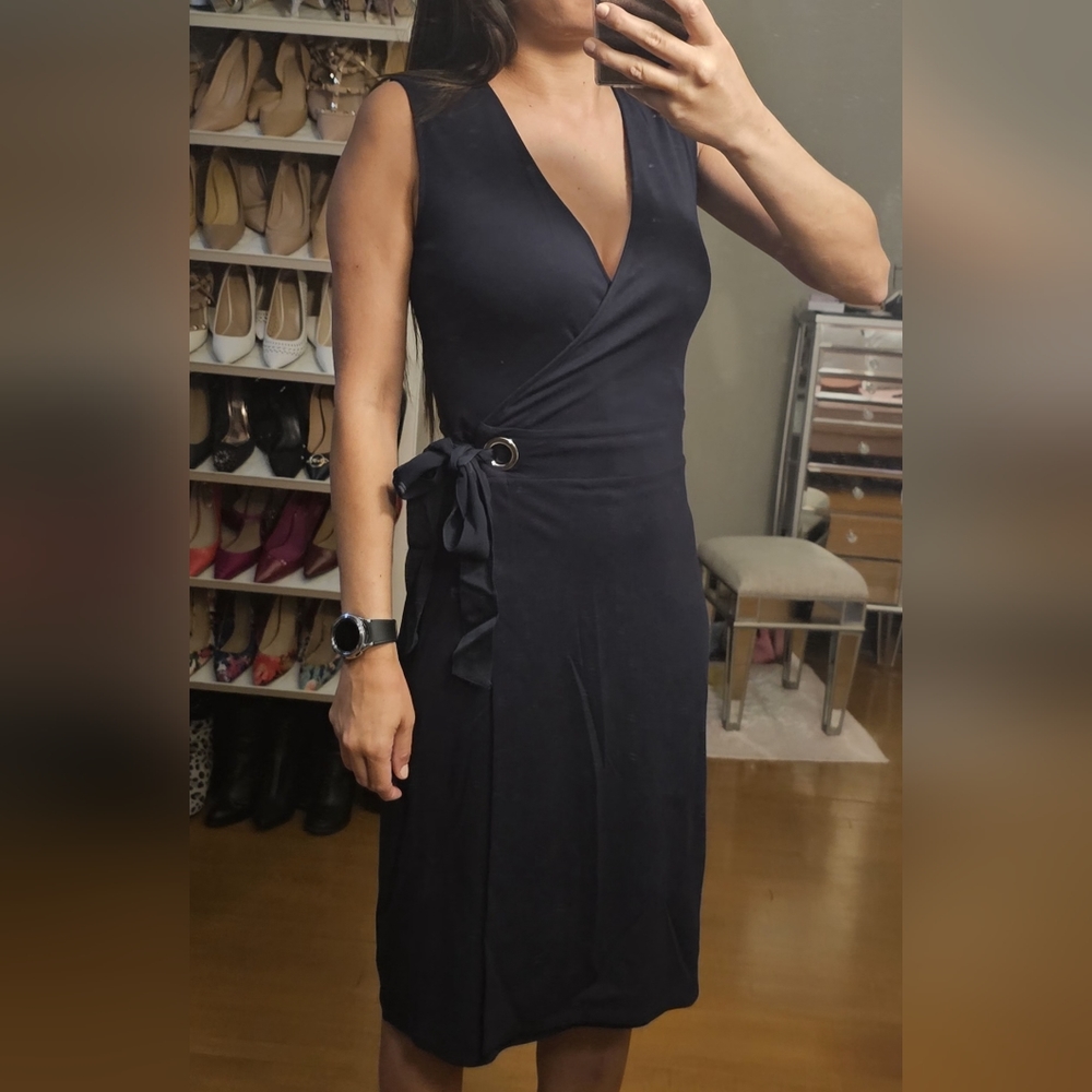 NWT The Limited Navy Blue Sleeveless Tie Wrap Dress